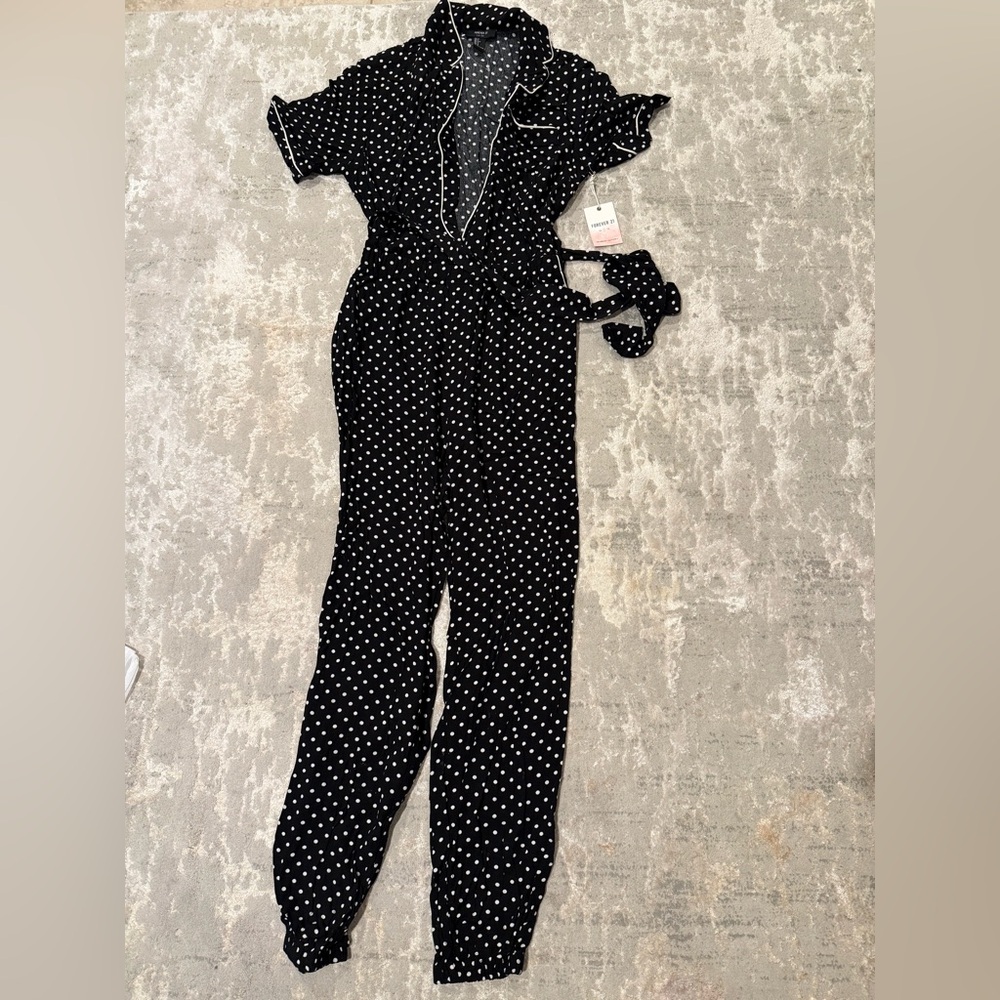 NWT Forever 21 Black and White Polka Dot Jumpsuit